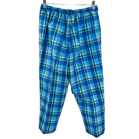 Vintage Halmode Blue Green Madras Plaid Lightweight Straight Leg Ankle Pants 10P - Picture 3 of 10